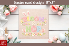 Bloom and Hop Card Cute Easter Card Faux applique Product Image 1