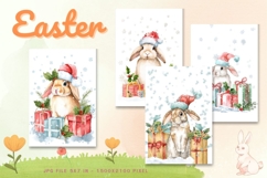 Easter Bunny Card Flower Rabbit Greeting Printable Card_107 Product Image 1
