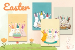 Easter Bunny Card Flower Rabbit Greeting Printable Card_84 Product Image 1