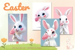Easter Bunny Card Flower Rabbit Greeting Printable Card_78 Product Image 1