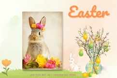 Easter Bunny Card Flower Rabbit Greeting Printable Card_129 Product Image 1