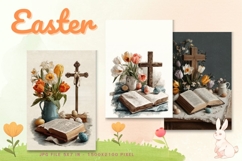 Easter Bunny Card Flower Rabbit Greeting Printable Card_114 Product Image 1