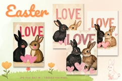 Easter Bunny Card Flower Rabbit Greeting Printable Card_73 Product Image 1