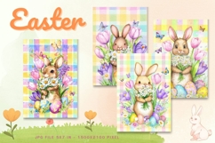 Easter Bunny Card Flower Rabbit Greeting Printable Card_56 Product Image 1