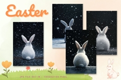 Easter Bunny Card Flower Rabbit Greeting Printable Card_46 Product Image 1