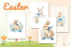 Easter Bunny Card Flower Rabbit Greeting Printable Card_5 Product Image 1