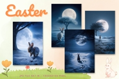 Easter Bunny Card Flower Rabbit Greeting Printable Card_108 Product Image 1