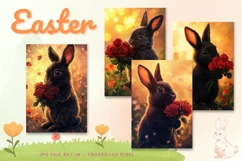 Easter Bunny Card Flower Rabbit Greeting Printable Card_117 Product Image 1