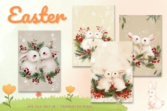 Easter Bunny Card Flower Rabbit Greeting Printable Card_99 Product Image 1