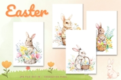 Easter Bunny Card Flower Rabbit Greeting Printable Card_69 Product Image 1