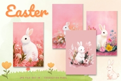 Easter Bunny Card Flower Rabbit Greeting Printable Card_8 Product Image 1