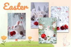 Easter Bunny Card Flower Rabbit Greeting Printable Card_101 Product Image 1