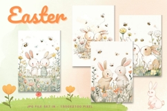 Easter Bunny Card Flower Rabbit Greeting Printable Card_60 Product Image 1