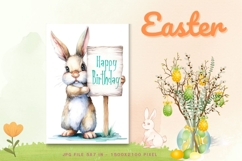 Easter Bunny Card Flower Rabbit Greeting Printable Card_125 Product Image 1