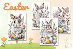 Easter Bunny Card Flower Rabbit Greeting Printable Card_75 Product Image 1