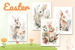 Easter Bunny Card Flower Rabbit Greeting Printable Card_54 Product Image 1