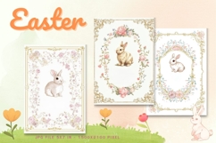 Easter Bunny Card Flower Rabbit Greeting Printable Card_121 Product Image 1