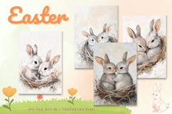 Easter Bunny Card Flower Rabbit Greeting Printable Card_35 Product Image 1