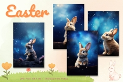 Easter Bunny Card Flower Rabbit Greeting Printable Card_23 Product Image 1
