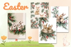 Easter Bunny Card Flower Rabbit Greeting Printable Card_98 Product Image 1