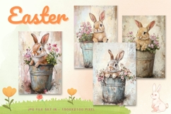 Easter Bunny Card Flower Rabbit Greeting Printable Card_66 Product Image 1