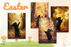 Easter Bunny Card Flower Rabbit Greeting Printable Card_95 Product Image 1