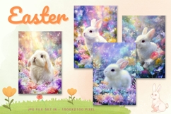 Easter Bunny Card Flower Rabbit Greeting Printable Card_96 Product Image 1