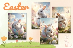 Easter Bunny Card Flower Rabbit Greeting Printable Card_8 Product Image 1