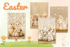 Easter Bunny Card Flower Rabbit Greeting Printable Card_111 Product Image 1