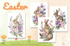 Easter Bunny Card Flower Rabbit Greeting Printable Card_15 Product Image 1