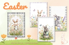 Easter Bunny Card Flower Rabbit Greeting Printable Card_54 Product Image 1