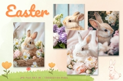 Easter Bunny Card Flower Rabbit Greeting Printable Card_63 Product Image 1