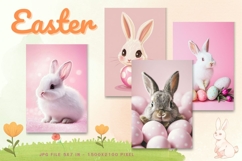 Easter Bunny Card Flower Rabbit Greeting Printable Card_116 Product Image 1