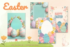 Easter Bunny Card Flower Rabbit Greeting Printable Card_51 Product Image 1