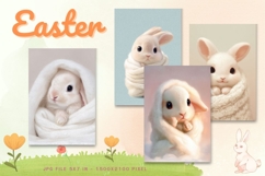 Easter Bunny Card Flower Rabbit Greeting Printable Card_94 Product Image 1