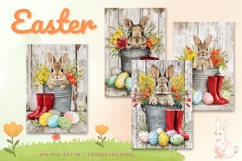 Easter Bunny Card Flower Rabbit Greeting Printable Card_4 Product Image 1