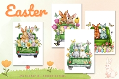 Easter Bunny Card Flower Rabbit Greeting Printable Card_60 Product Image 1