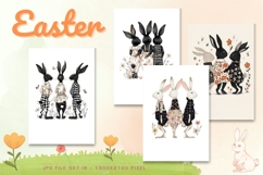 Easter Bunny Card Flower Rabbit Greeting Printable Card_70 Product Image 1