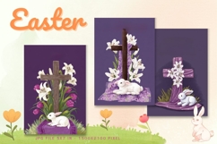 Easter Bunny Card Flower Rabbit Greeting Printable Card_112 Product Image 1