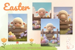 Easter Bunny Card Flower Rabbit Greeting Printable Card_25 Product Image 1