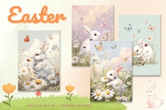 Easter Bunny Card Flower Rabbit Greeting Printable Card_49 Product Image 1