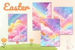 Easter Bunny Card Flower Rabbit Greeting Printable Card_101 Product Image 1