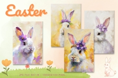 Easter Bunny Card Flower Rabbit Greeting Printable Card_25 Product Image 1