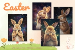 Easter Bunny Card Flower Rabbit Greeting Printable Card_40 Product Image 1