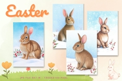 Easter Bunny Card Flower Rabbit Greeting Printable Card_103 Product Image 1