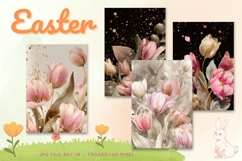 Easter Bunny Card Flower Rabbit Greeting Printable Card_52 Product Image 1