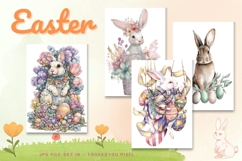 Easter Bunny Card Flower Rabbit Greeting Printable Card_38 Product Image 1