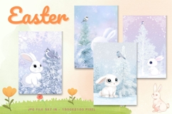 Easter Bunny Card Flower Rabbit Greeting Printable Card_112 Product Image 1