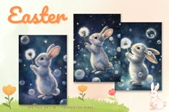 Easter Bunny Card Flower Rabbit Greeting Printable Card_120 Product Image 1