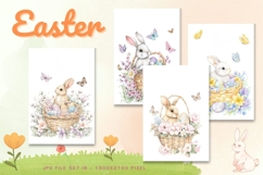 Easter Bunny Card Flower Rabbit Greeting Printable Card_11 Product Image 1